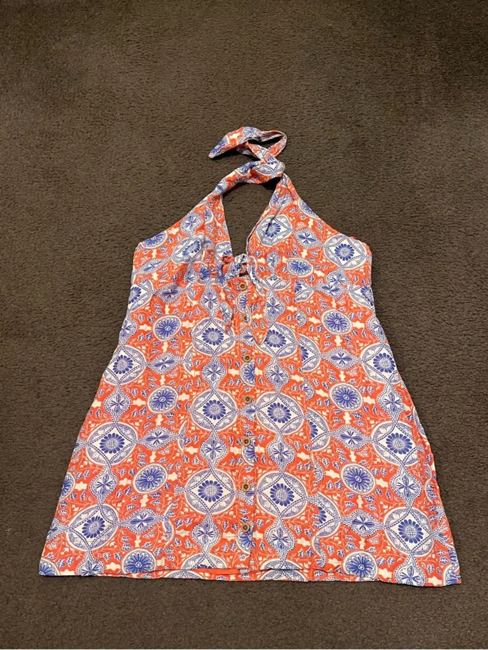 Anthropologie Maeve Tie Front Printed Halter Mini Dress NWT - Picture 5 of 9